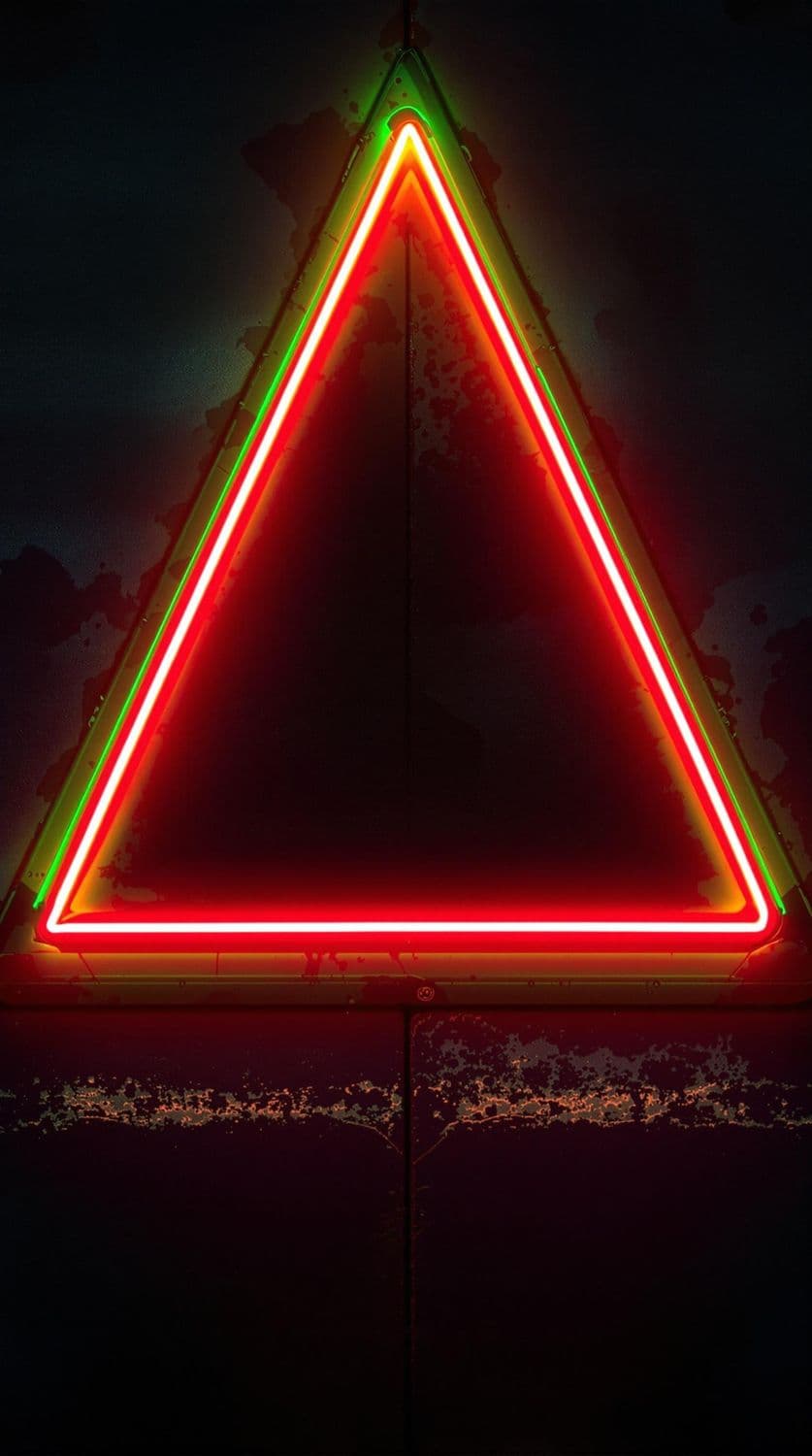 Green Neon Triangle on Rusty Metal