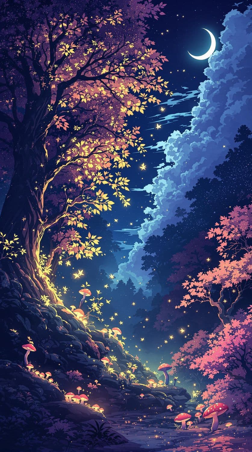 Bioluminescent Forest Night