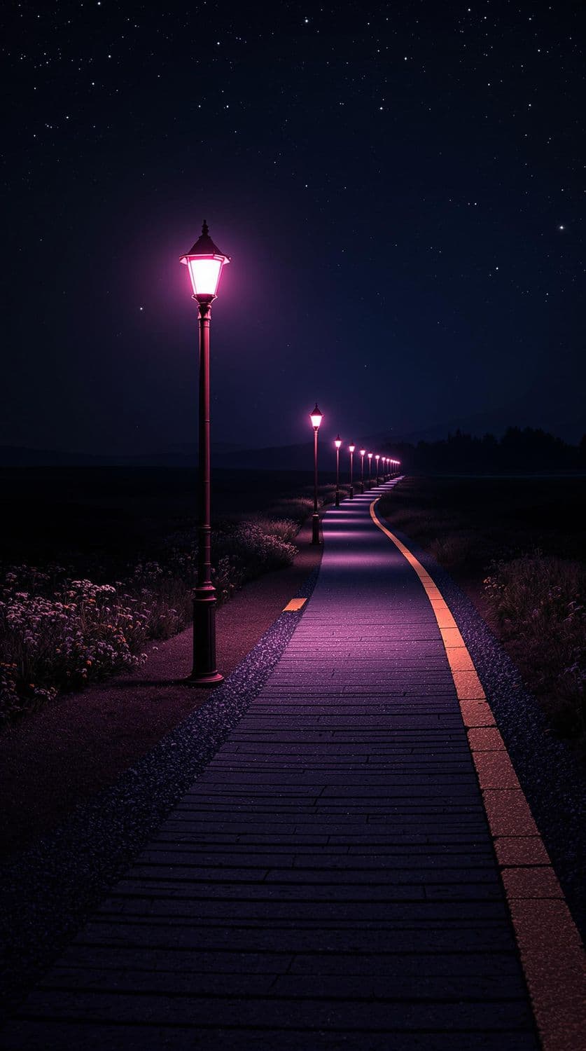 Rustic Lamp-Lit Path