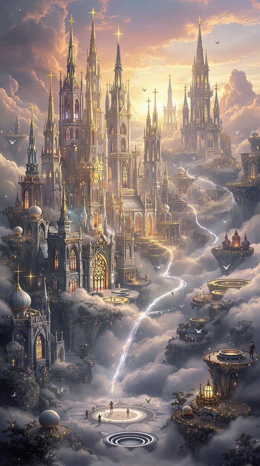 Celestial Gothic City in the Clouds