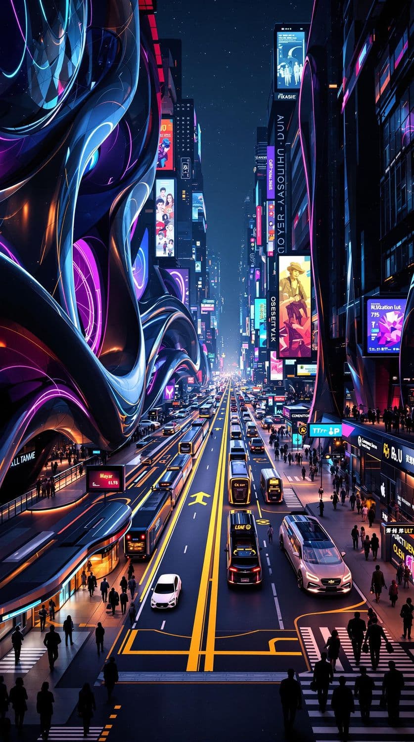 Futuristic Night Transport Hub