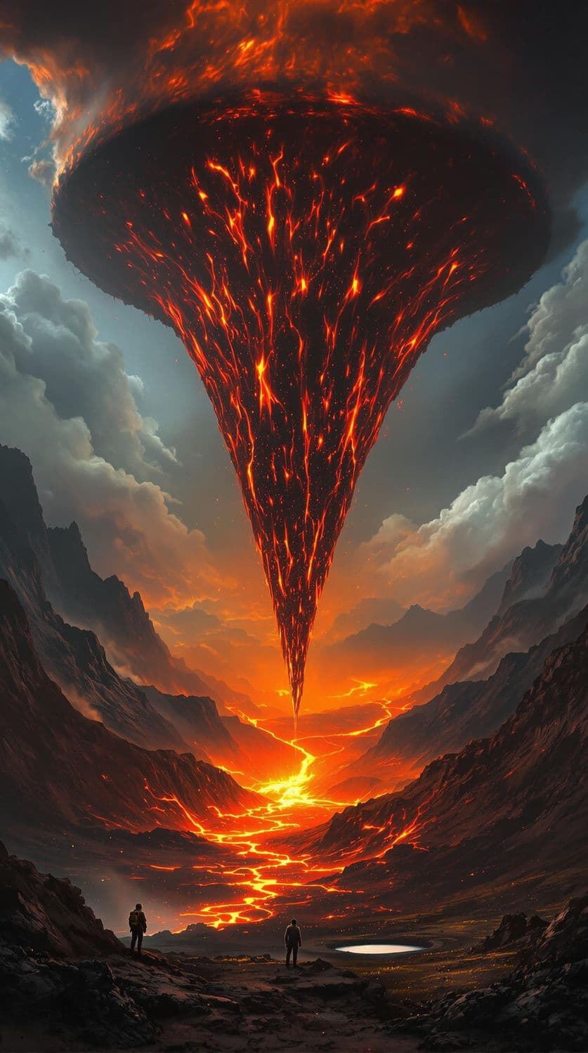 Inverted Lava Flow Over Volcanic Terrain