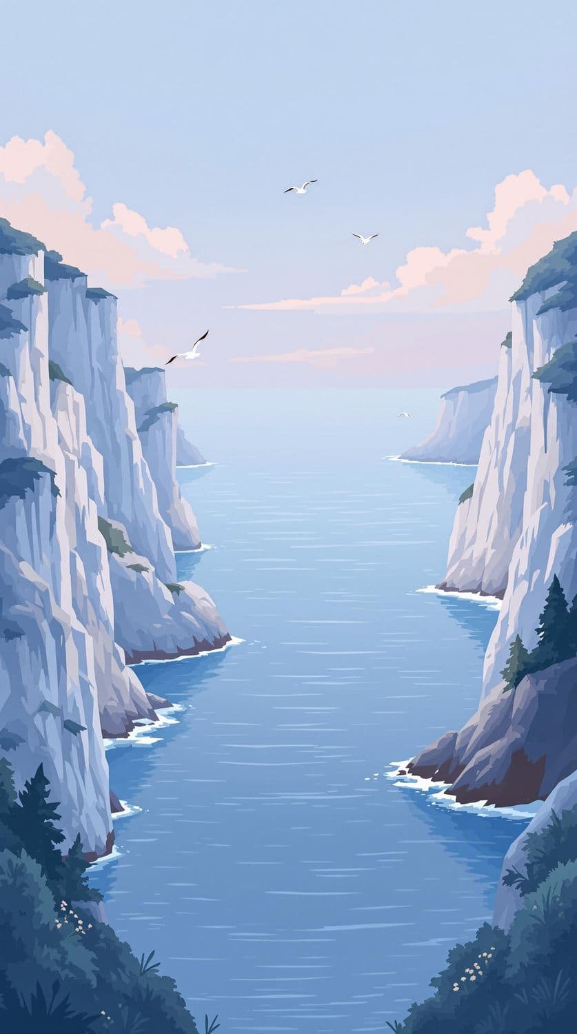 Cliffs by the Pastel Sea
