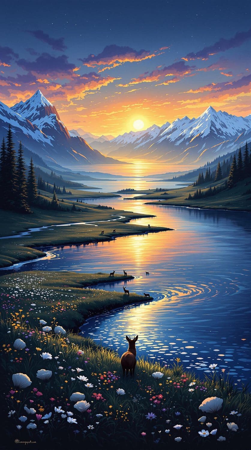 Dusk in the Mountain Meadow