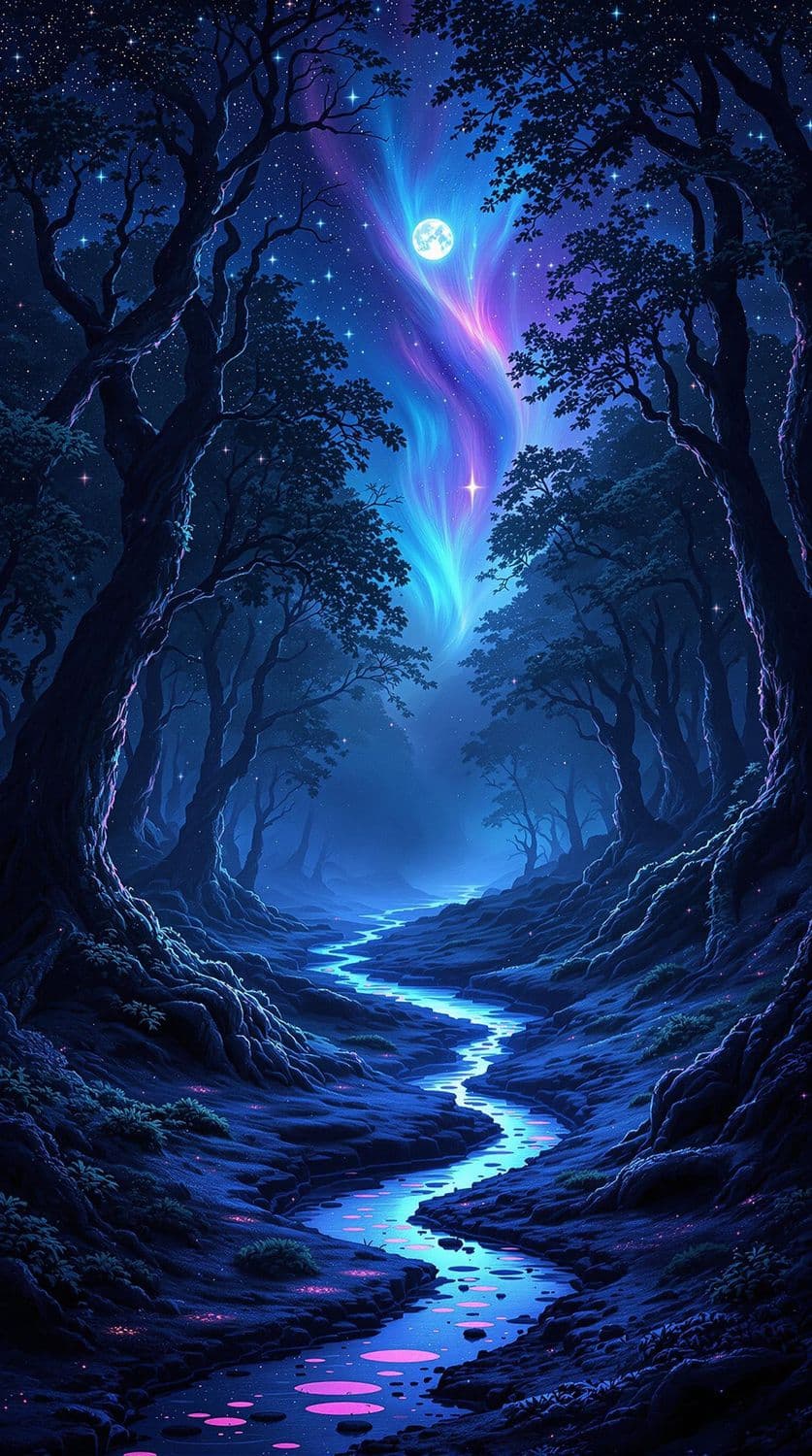 Mystical Moonlit Forest