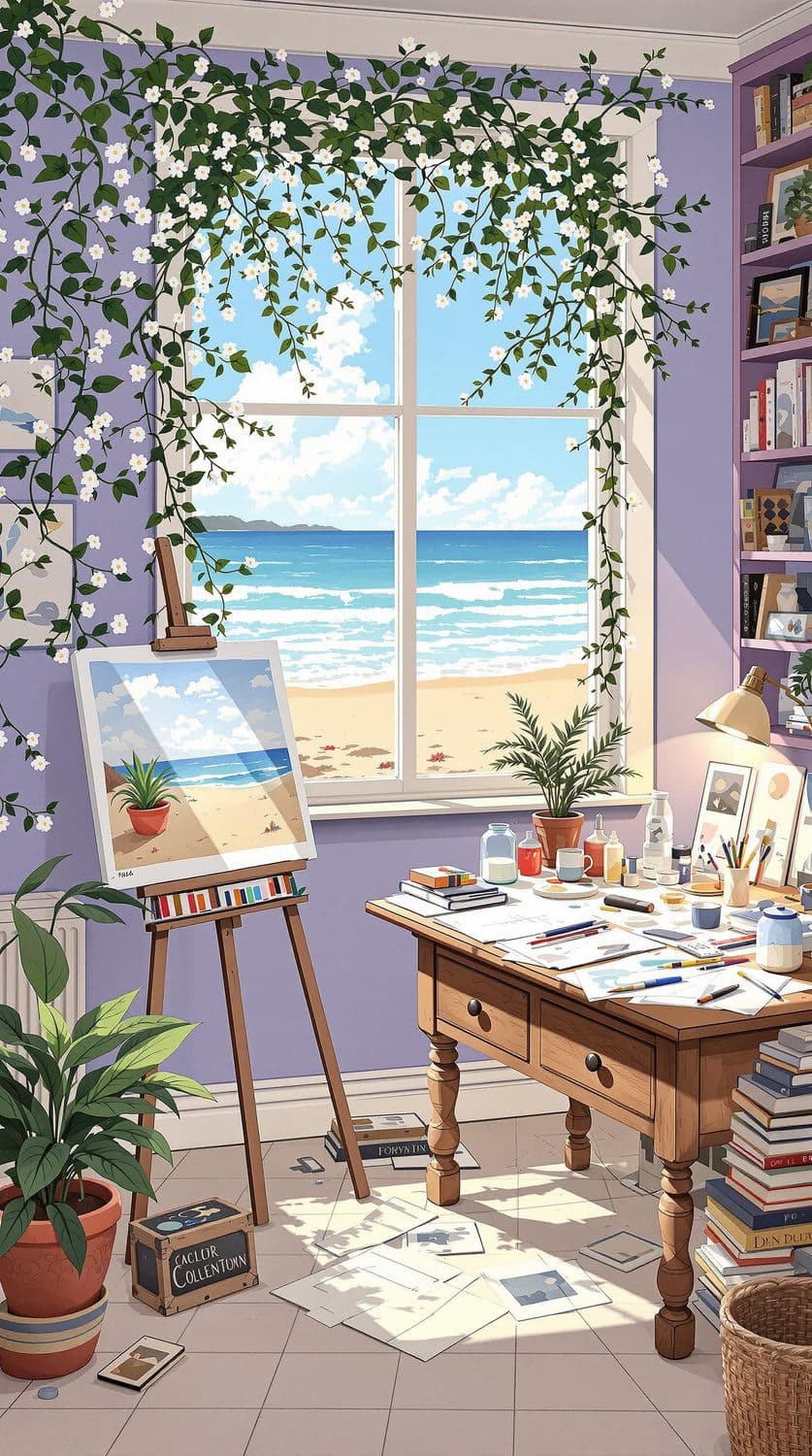 Serene Artist's Studio with Beach View