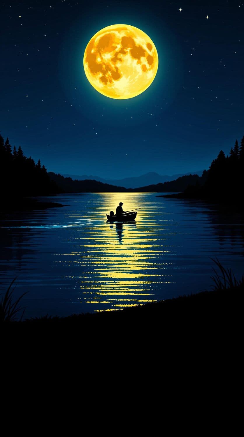 Moonlit Fishing on the River