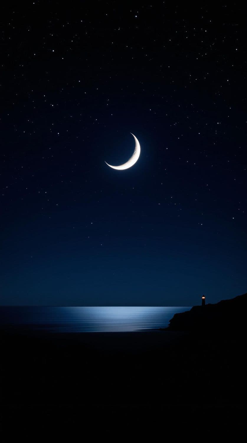 Lighthouse Under the Crescent Moon