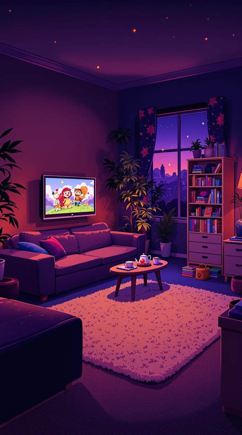 Cozy Living Room at Dusk