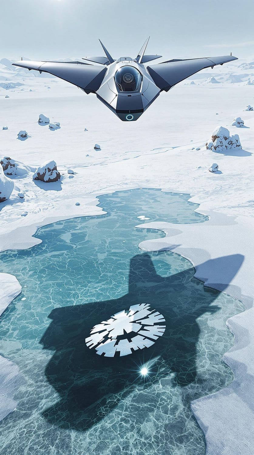 Black Drone Over Frozen Tundra