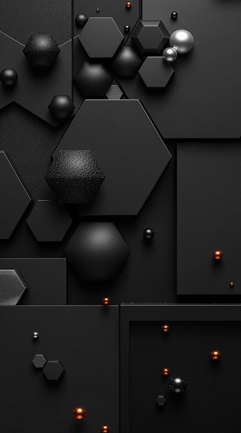 Hexagons and Silver Orbs Abstract Art