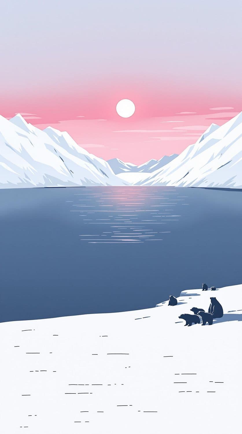 Peaceful Arctic Scene at Midnight Sun