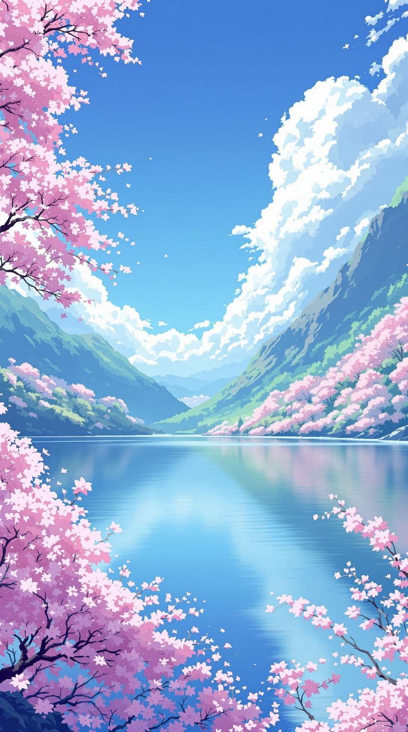 Lakeside Blossom Reflection