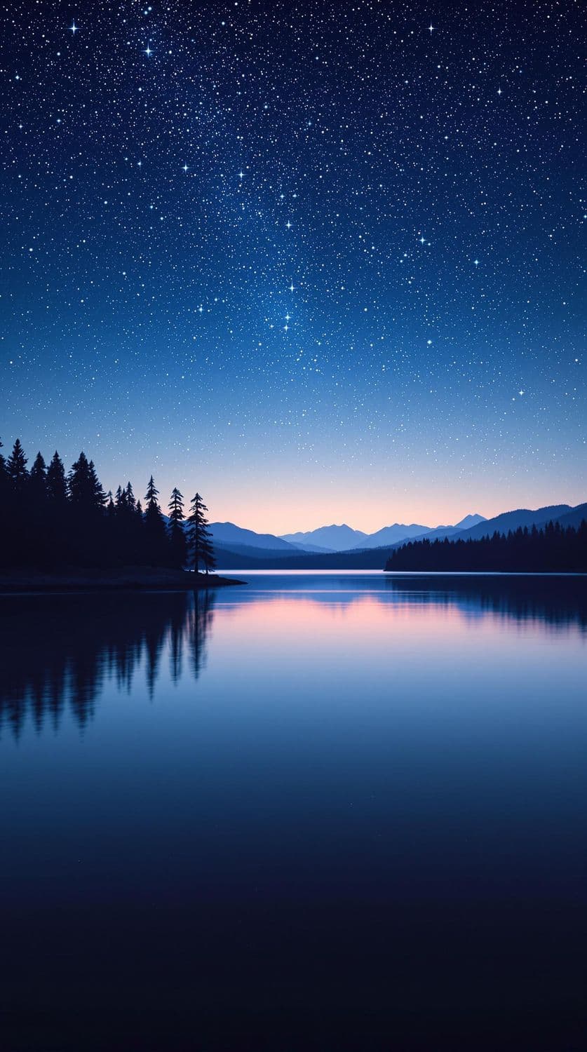 Reflective Lakeside Night