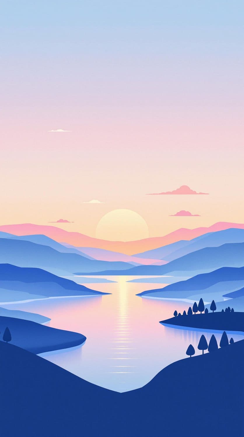 Tranquil Sunrise Over Rolling Hills