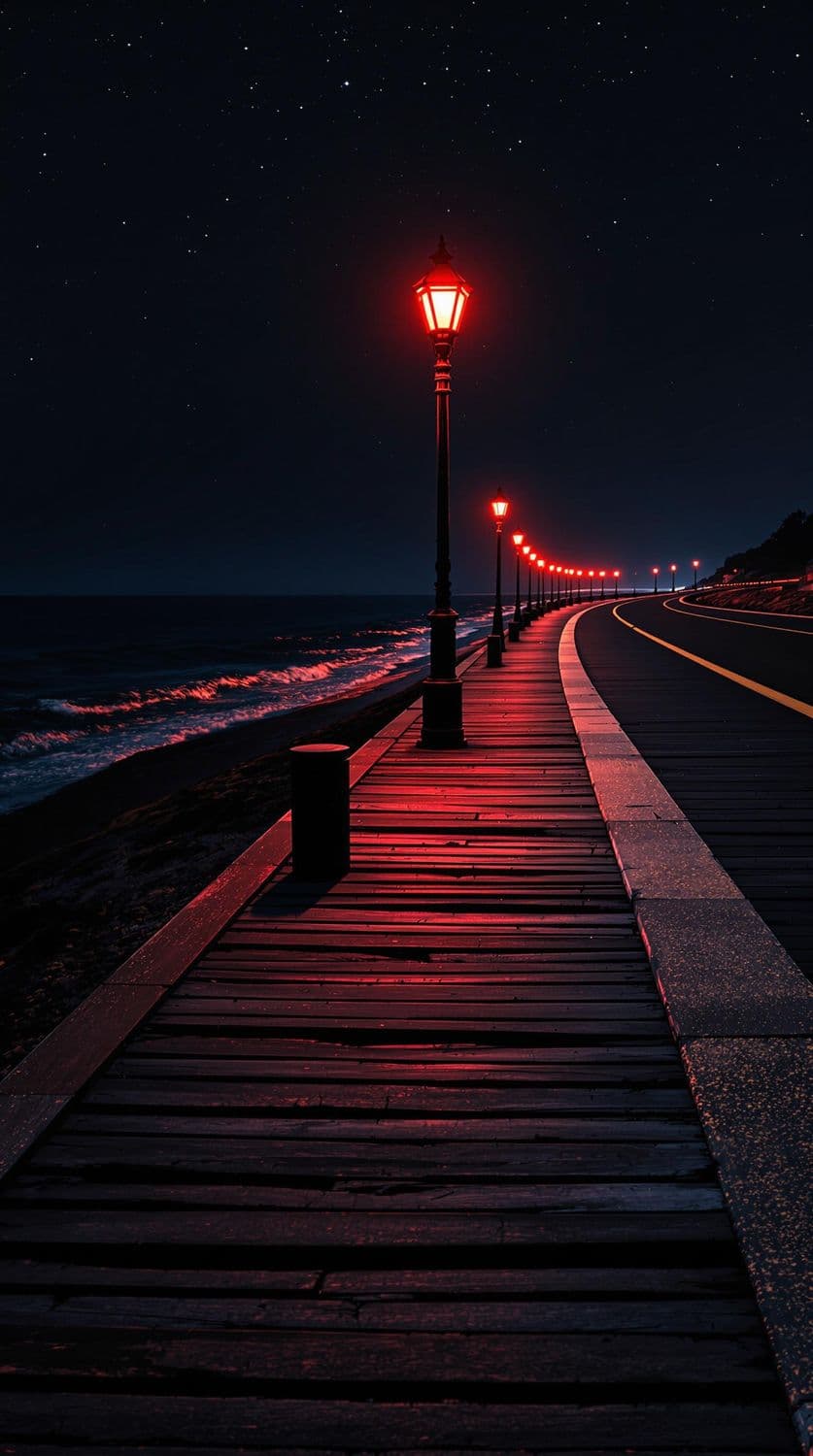 Vintage Red Glow Boardwalk