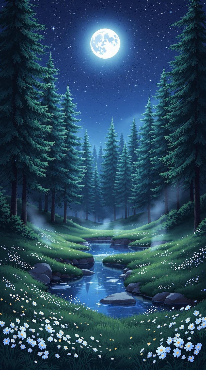 Moonlit Forest Clearing