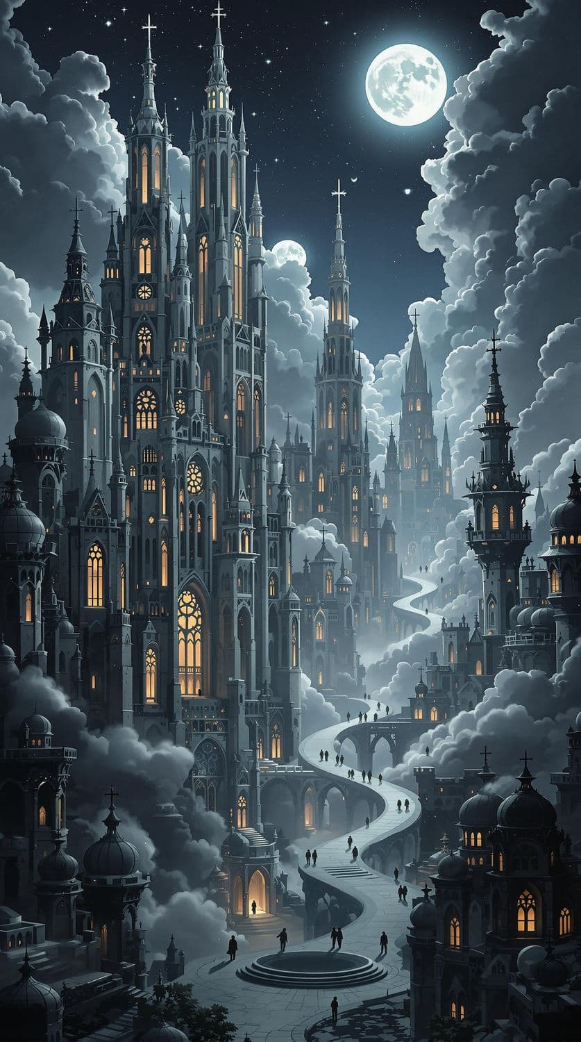 Skyward Towers of the Twin Moons