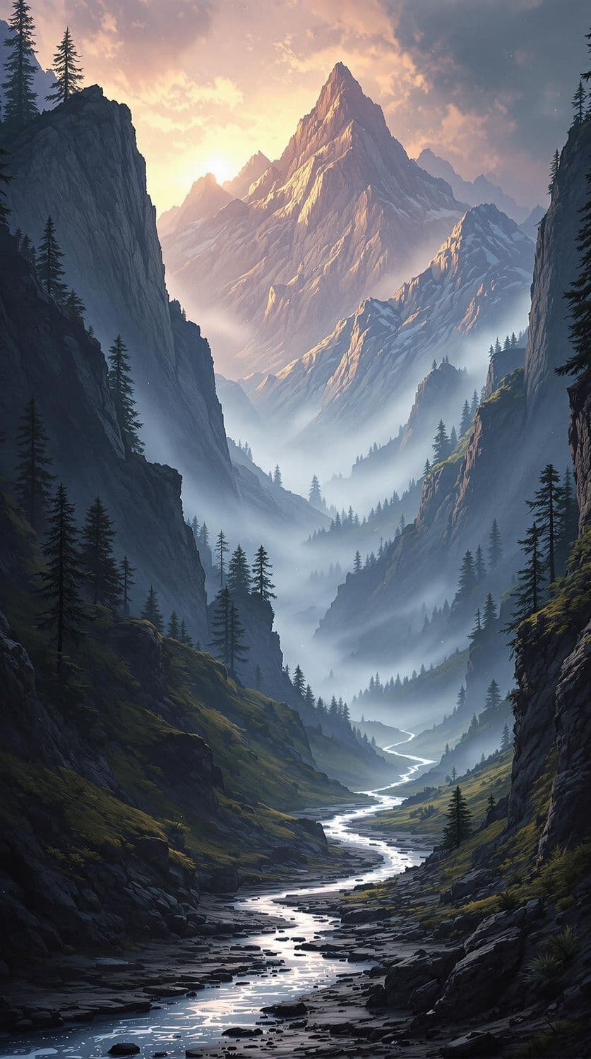 Dawn in the Misty Mountains