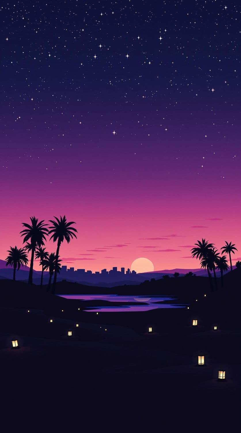 Desert Oasis at Twilight