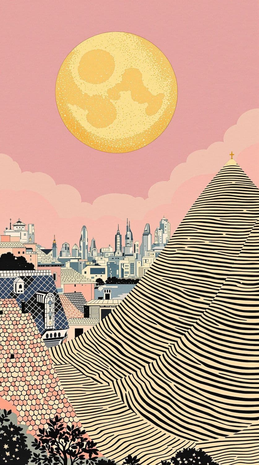 Golden Moon Cityscape