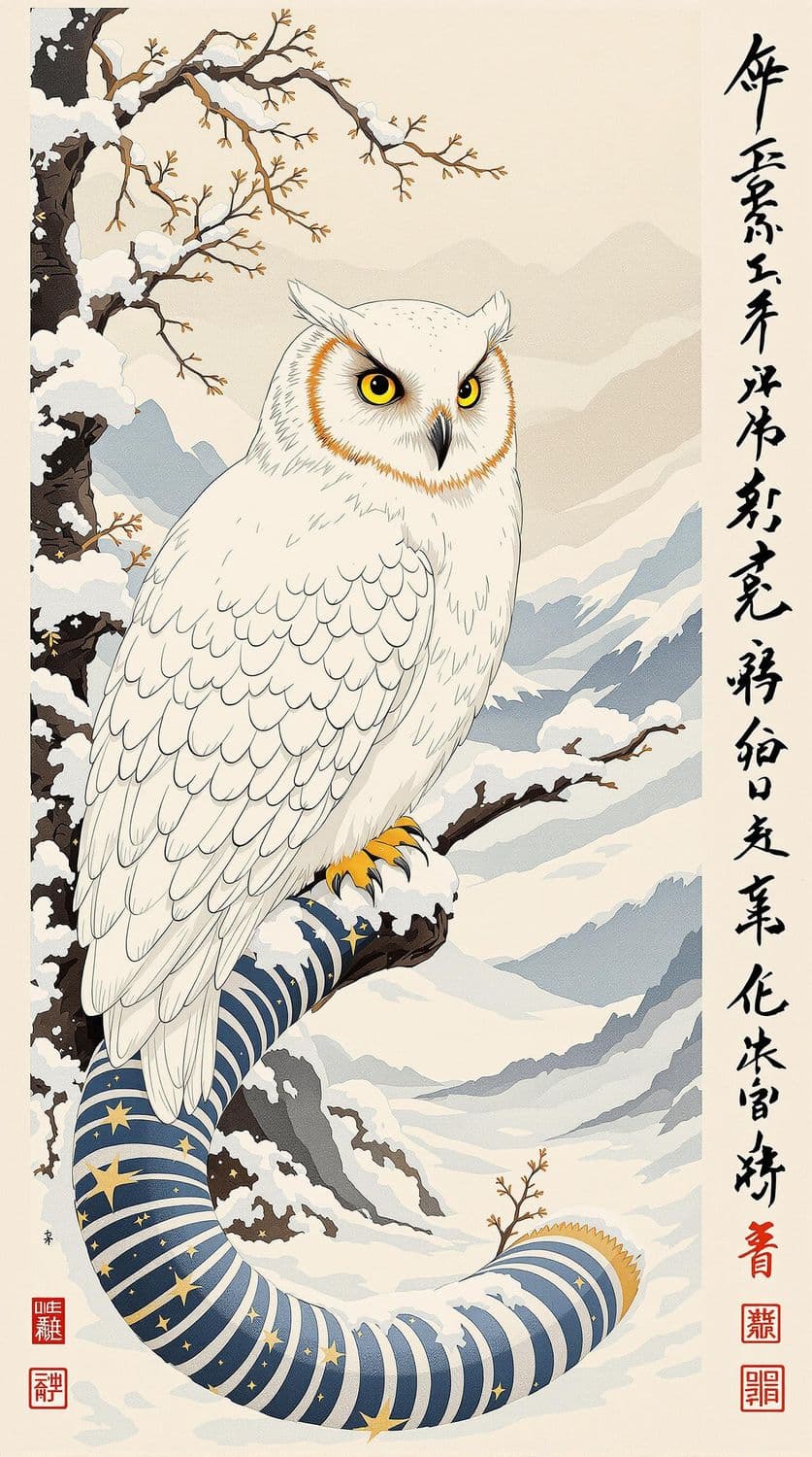 Snowy Owl in a Winter Landscape