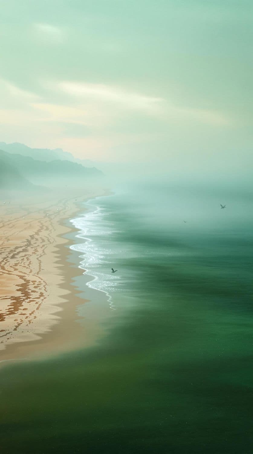 Misty Coastal Sunrise