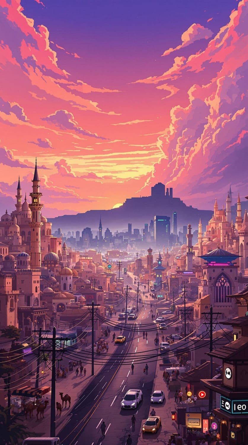Desert City at Dawn
