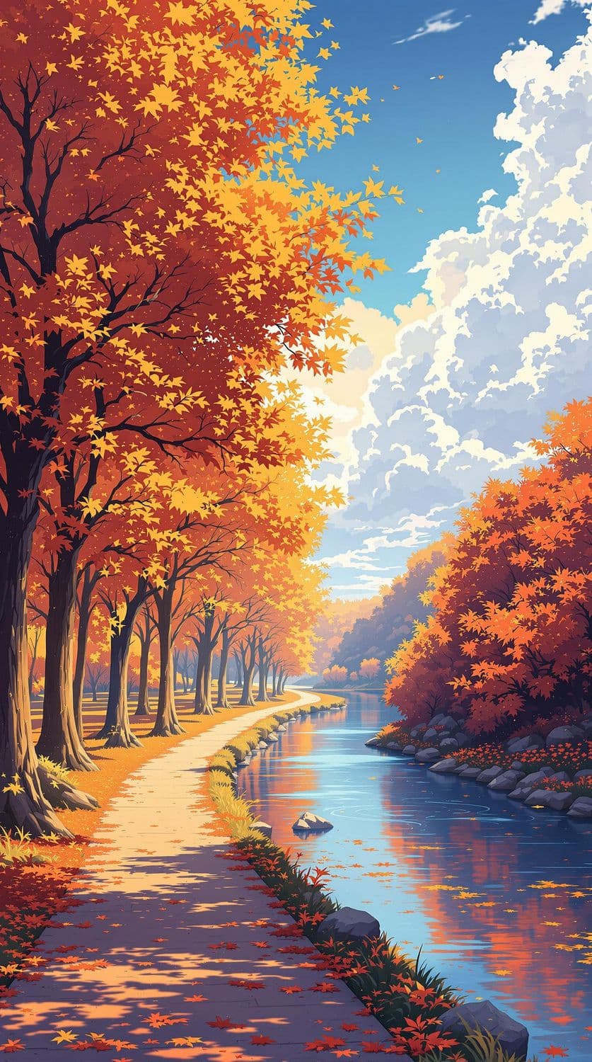 Autumn Park in Anime Style