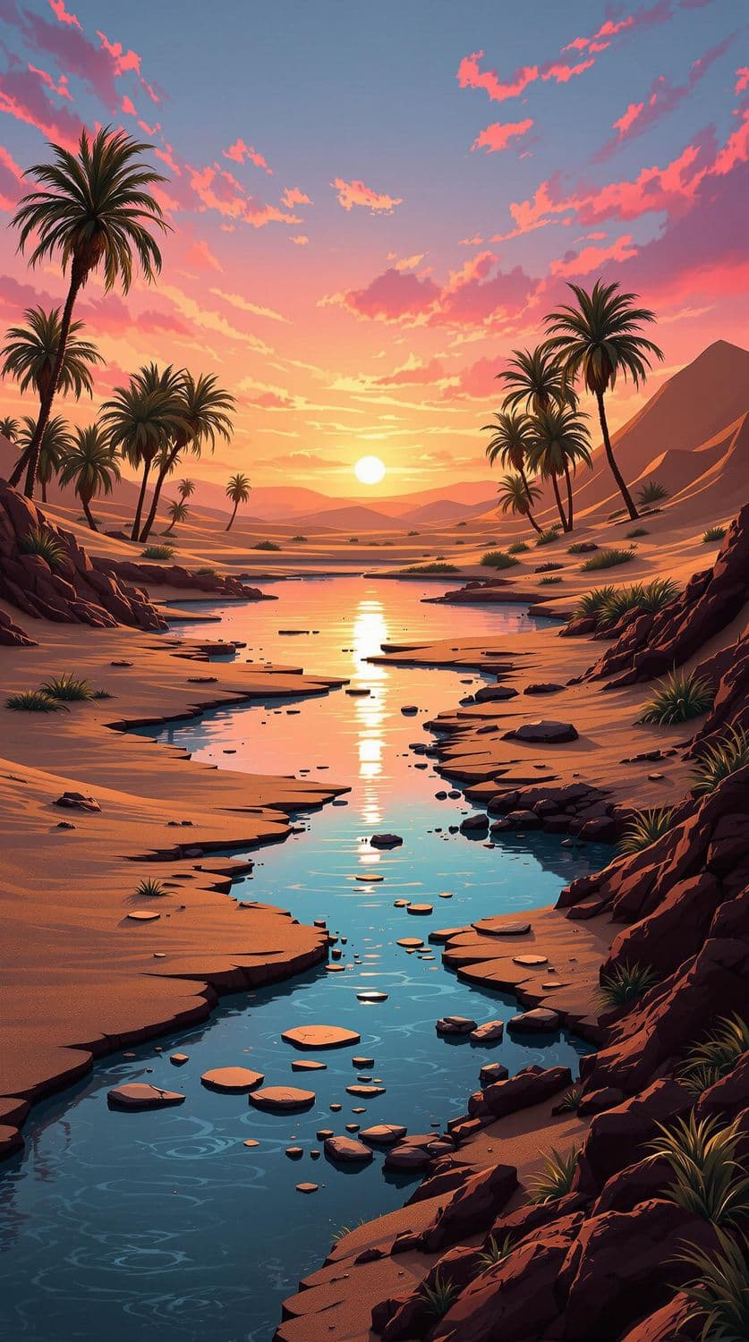 Desert Oasis at Sunrise