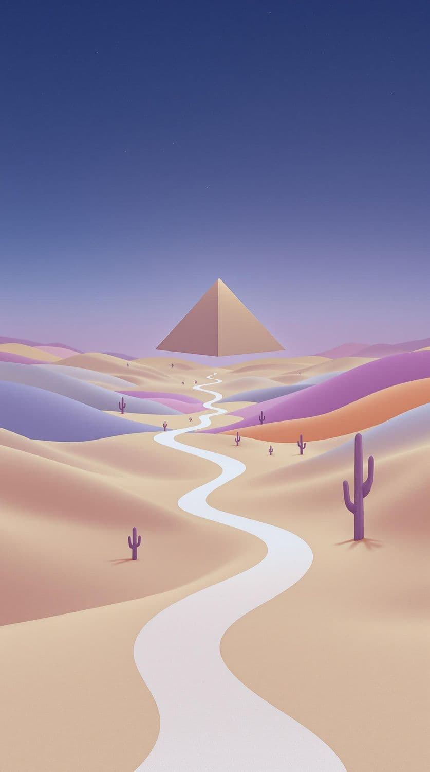 Floating Pyramid in a Twilight Desert