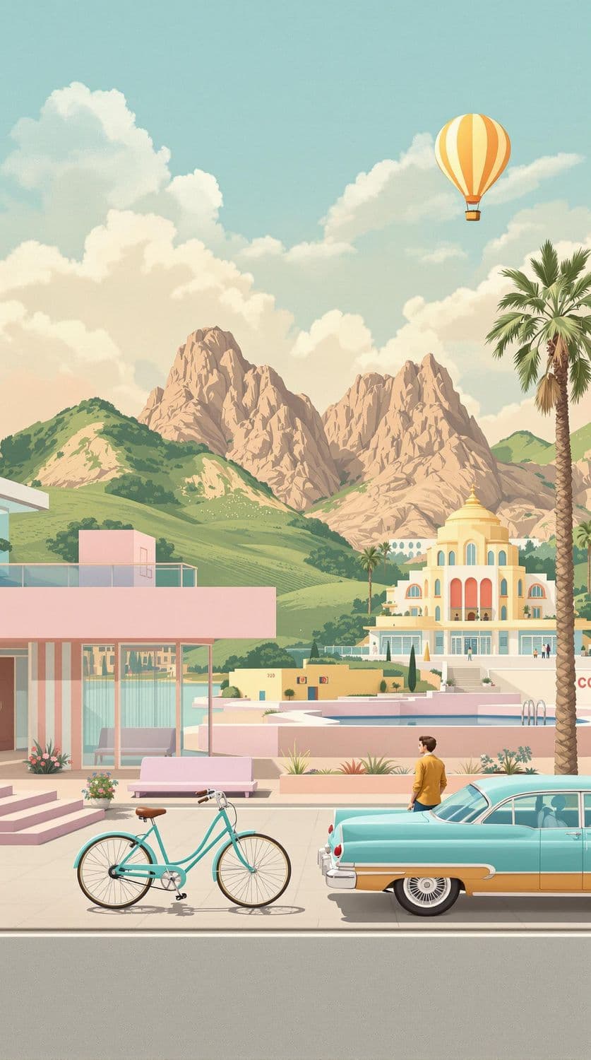 Pastel Dreamscape with Bicycle