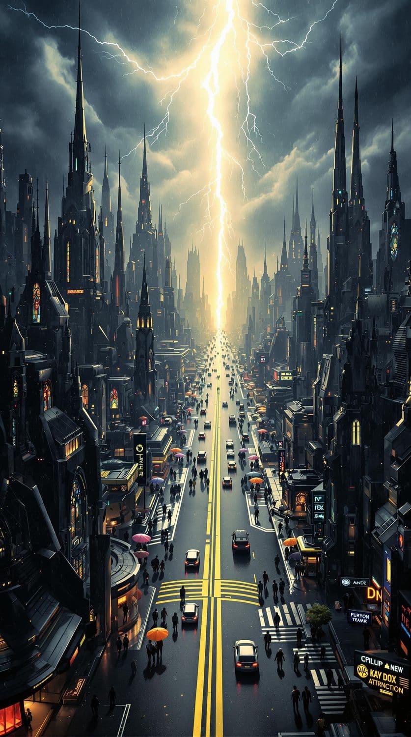 Stormy Futuristic Skyline