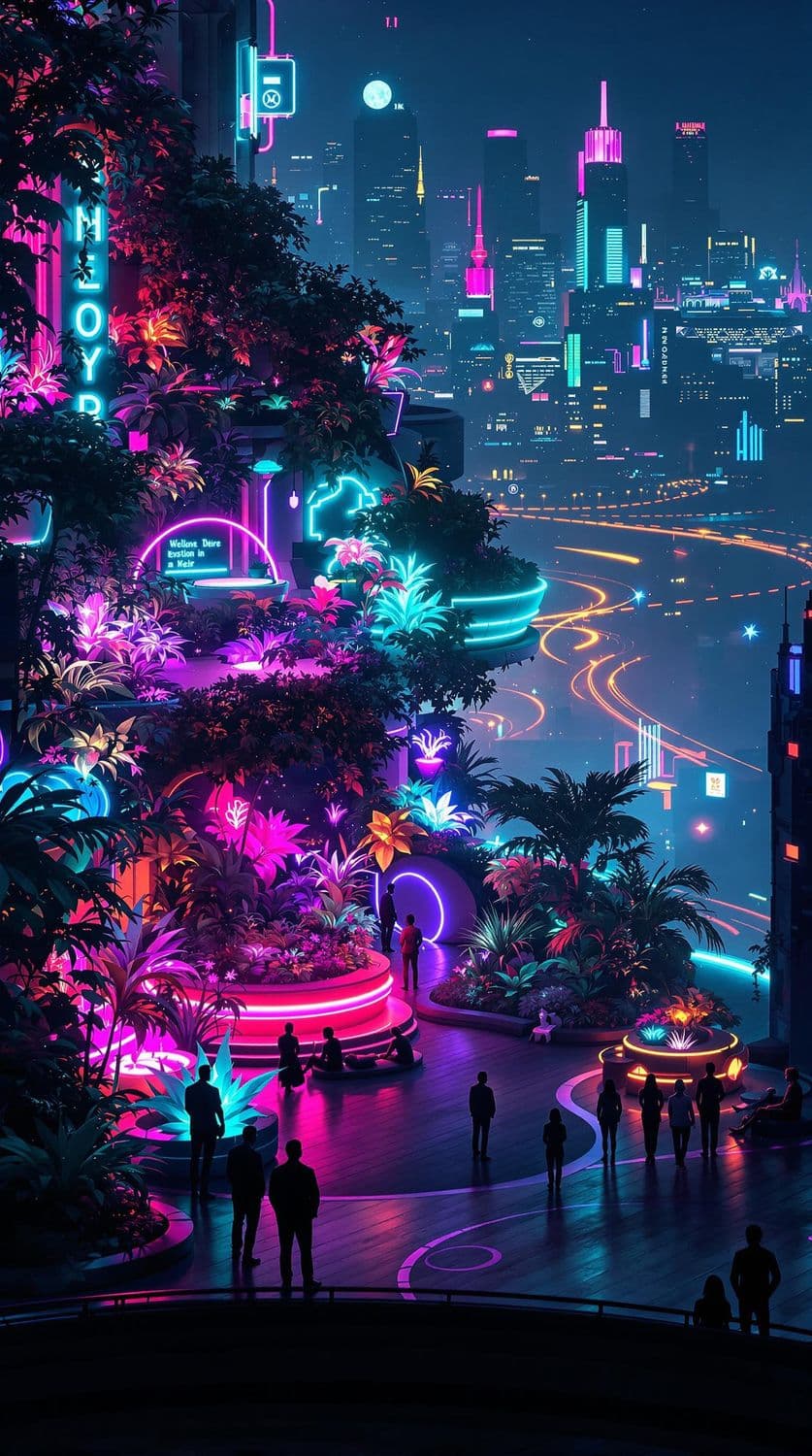 Neon Rooftop Oasis