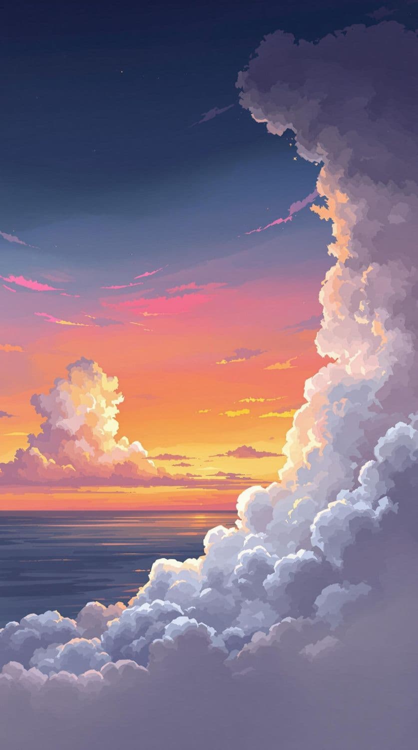 Sunset Over a Tranquil Ocean