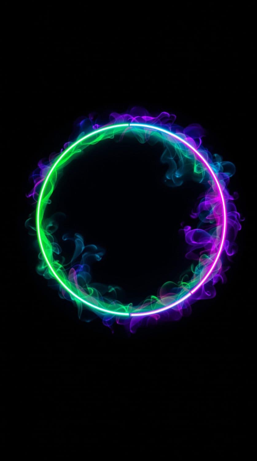 Mystical Neon Circle with Purple Mist
