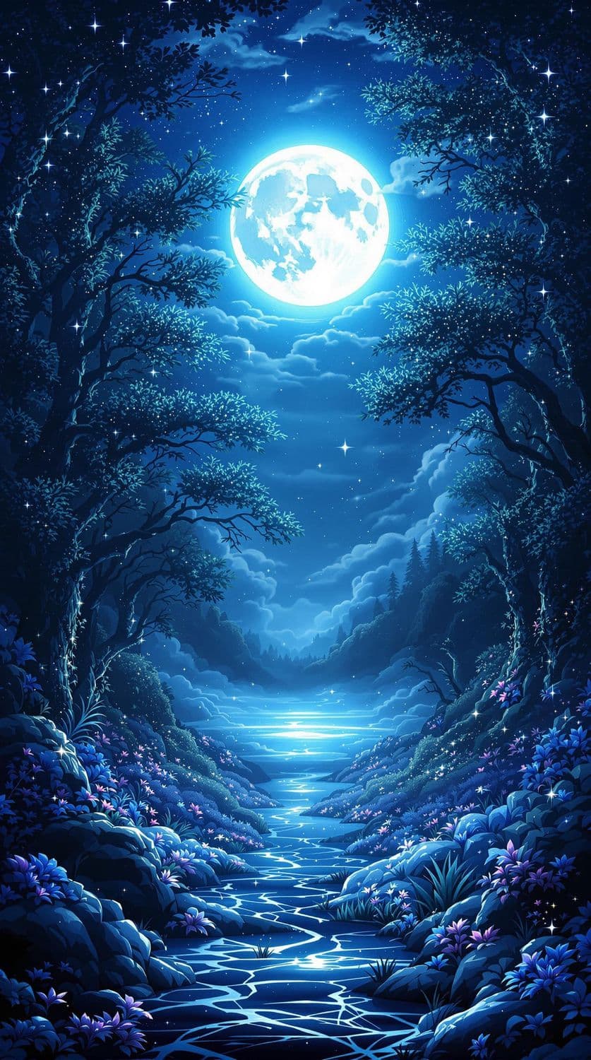 Enchanted Forest under Full Moon