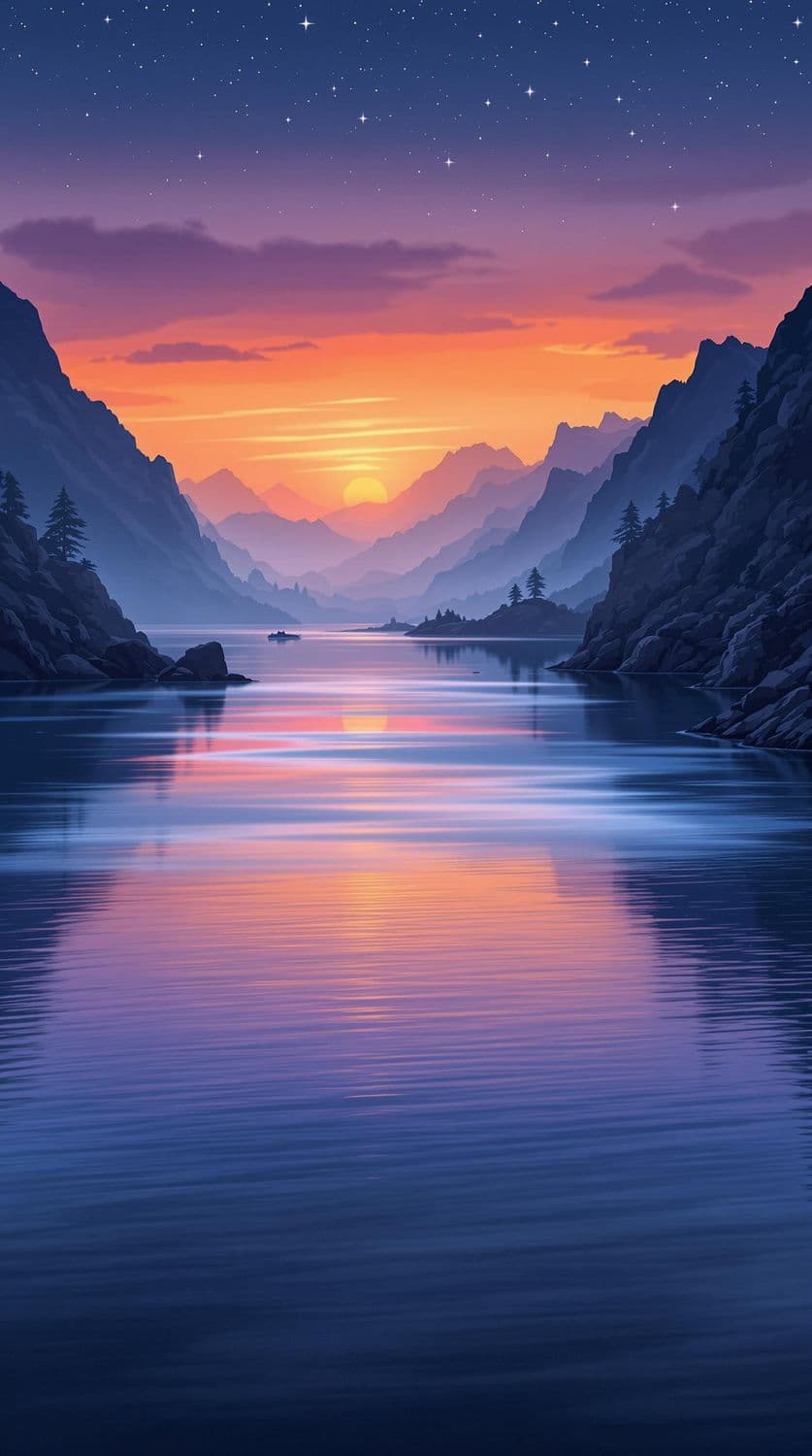 Dusk at the Tranquil Lake