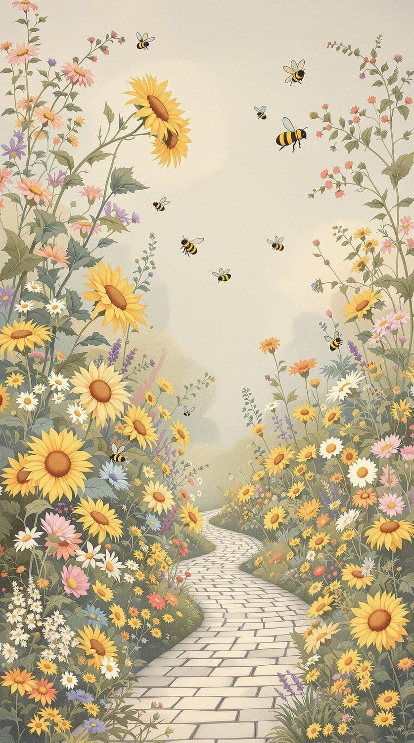 Sunflower Garden with Bees