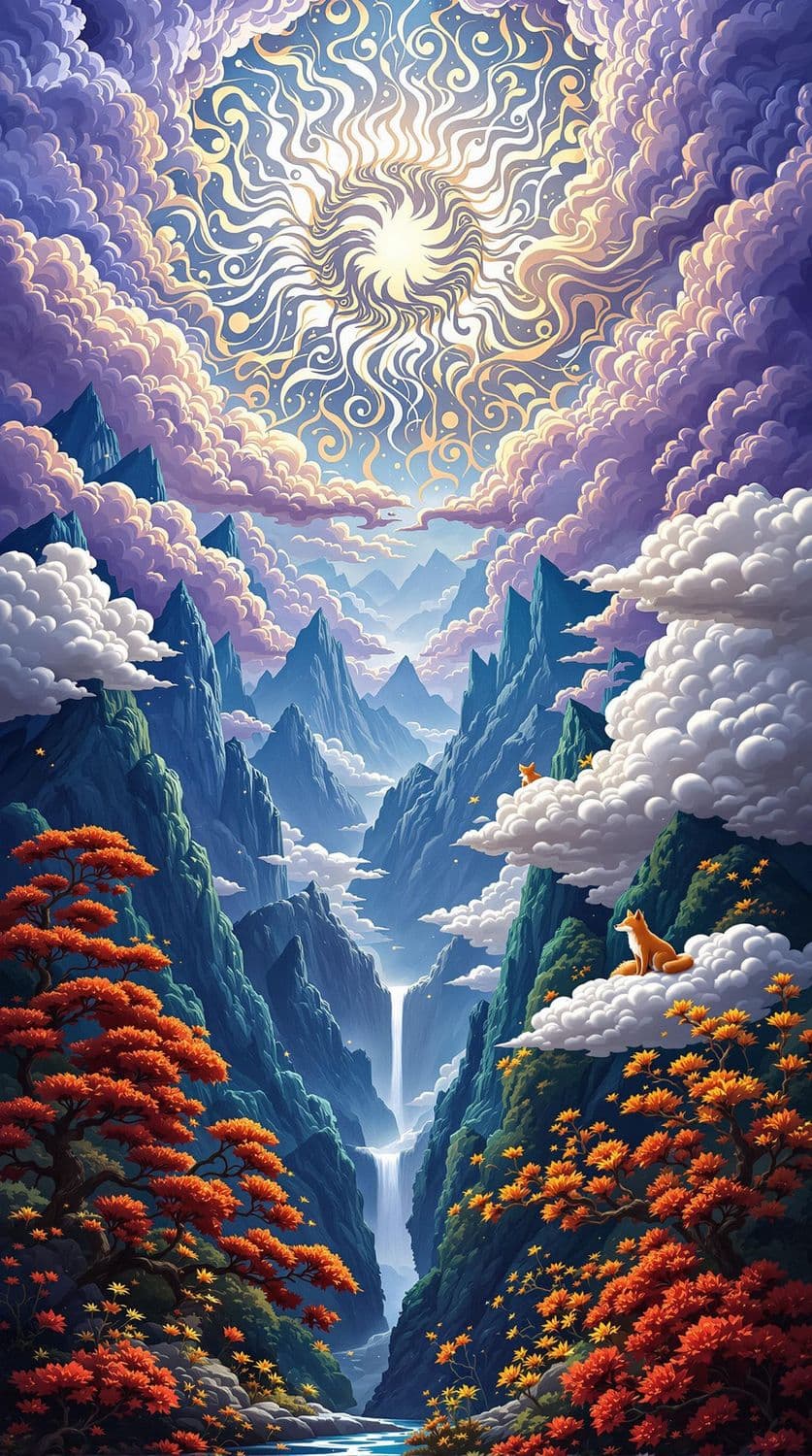 Whimsical Sunlit Landscape