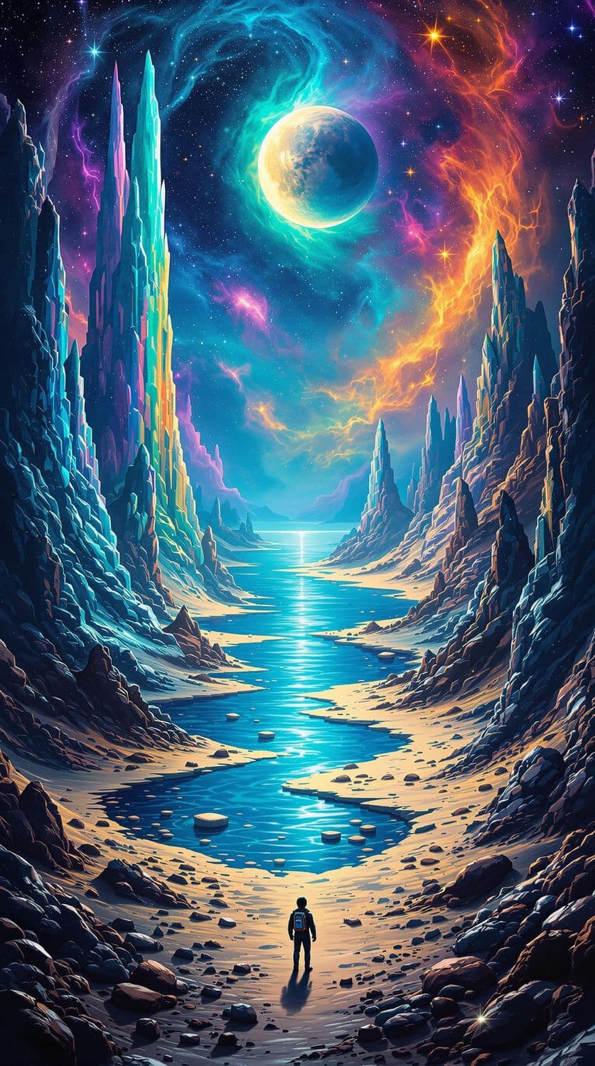 Alien Seascape with Crystal Towers