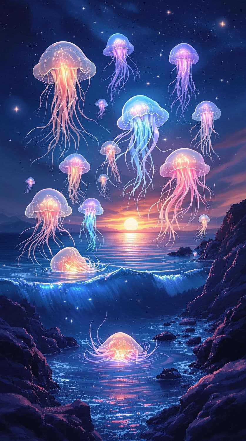 Ethereal Jellyfish at Dusk