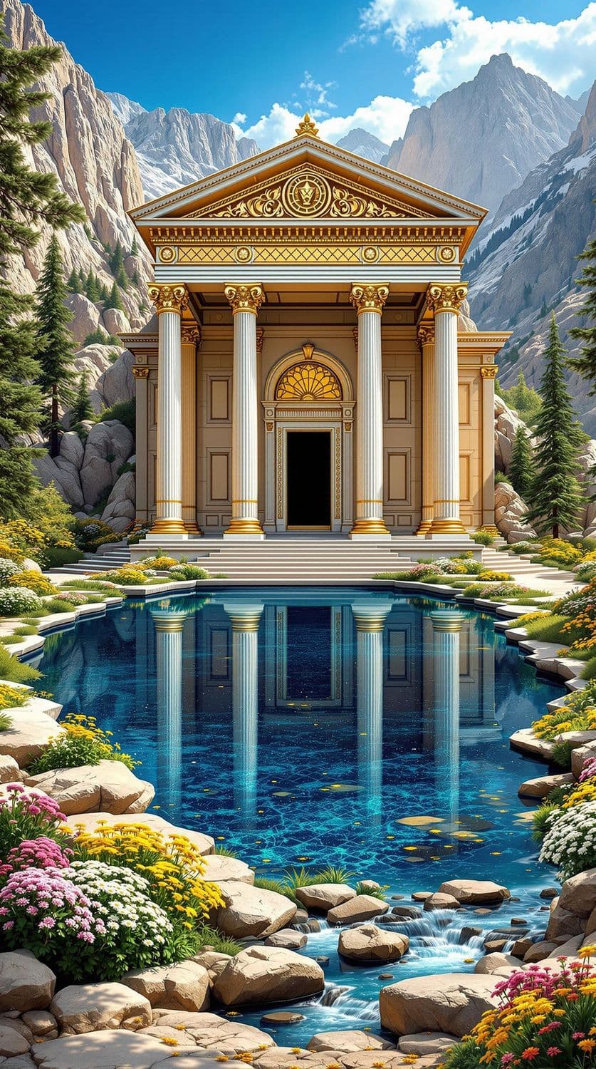 Divine Greek Temple in the Mountains