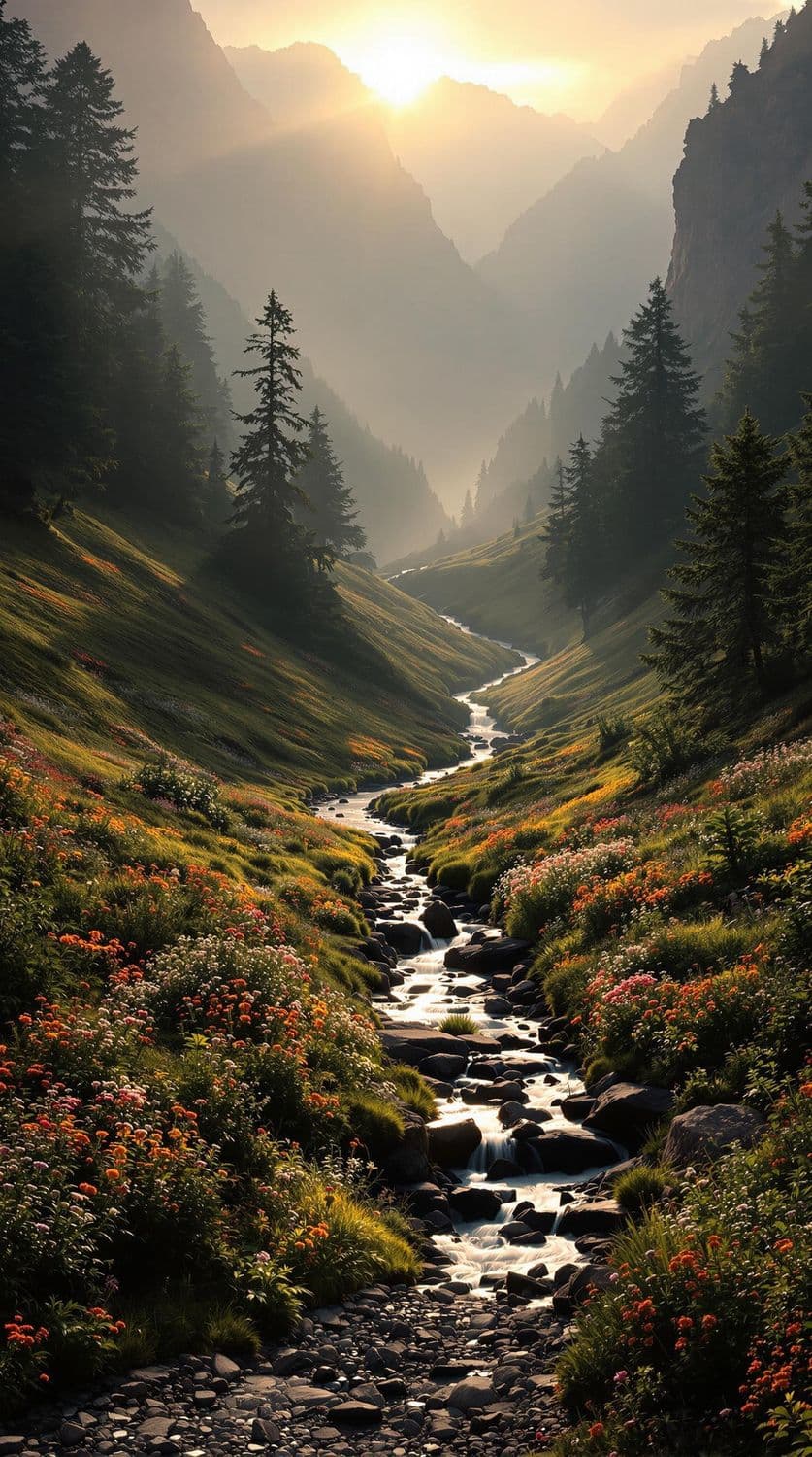 Golden Hour Mountain Valley