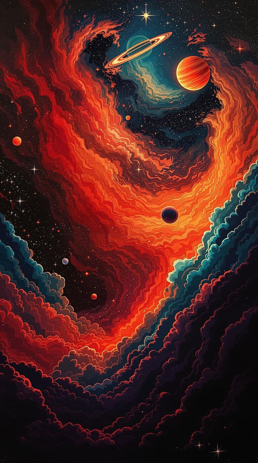 Fiery Cosmic Tapestry