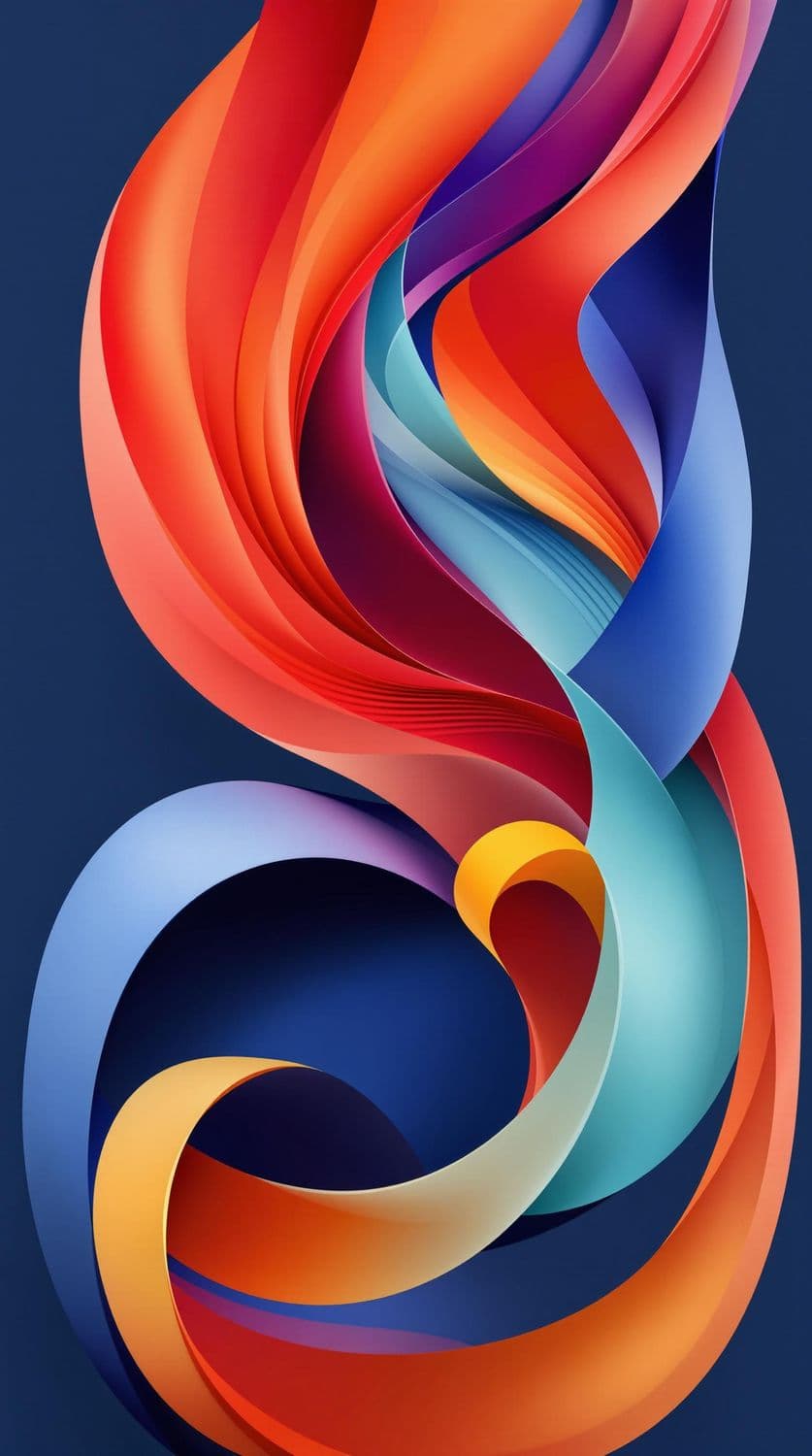 Radiant Swirls of Coral, Indigo, and Mint