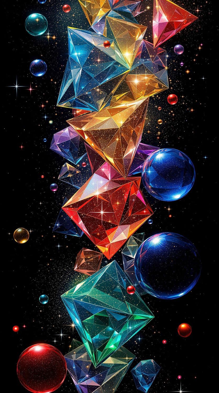 Shimmering Tetrahedrons in Infinite Space