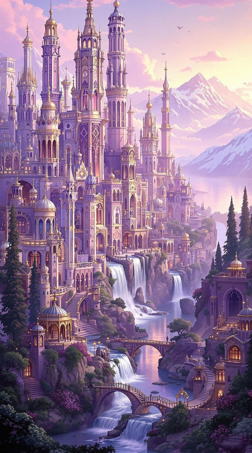Lavender Serenity: A Rococo Fantasy City