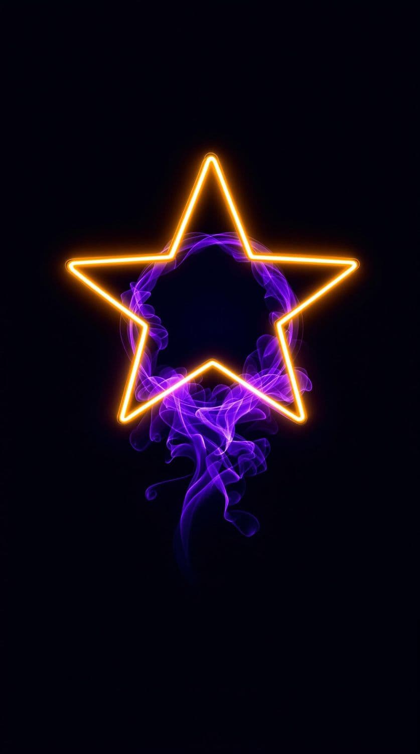Neon Star with Violet Smoke