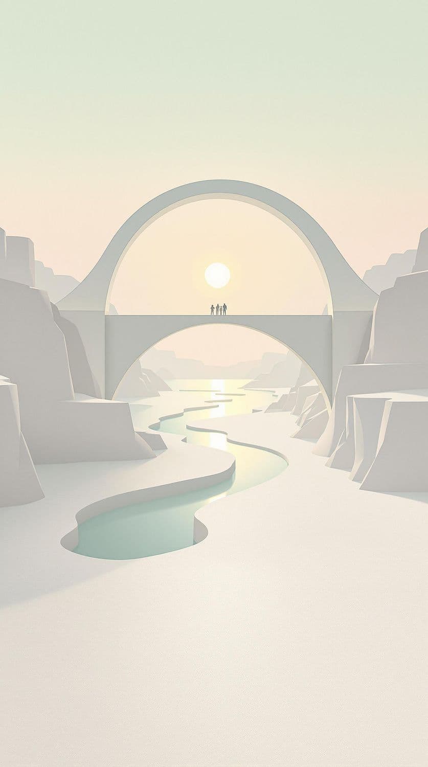 Pastel Bridge Over Vast Canyon